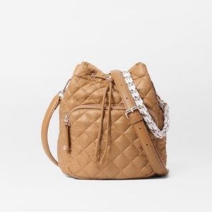 Mz Wallace Crosby Bucket Camel Shoulder Crossbody Bag